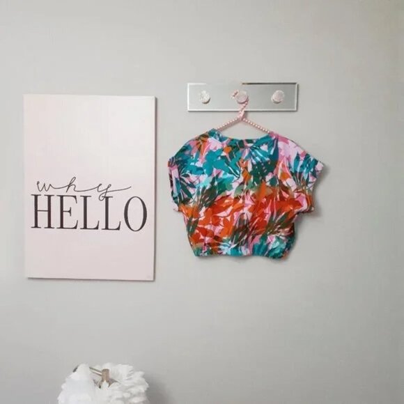 NWT Juicy Couture palm print cotton French Terry crop top & shorts bundle set - Picture 8 of 12